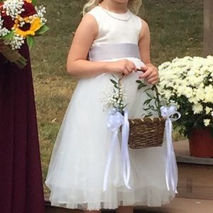 Satin Flower Girl Dress with Tulle Skirt size 5